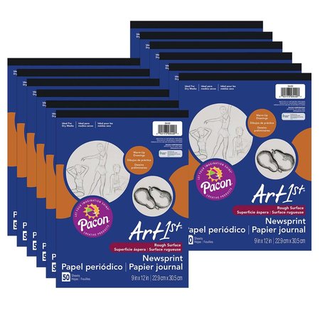 UCREATE Art1st® Newsprint Pad, White, 9in x 12in, 50 Sheets/Pad, PK12 P3440